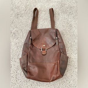 SOLD! Jack Georges Voyager Zip Brown Leather Backpack Convertible Crossbody Bag
